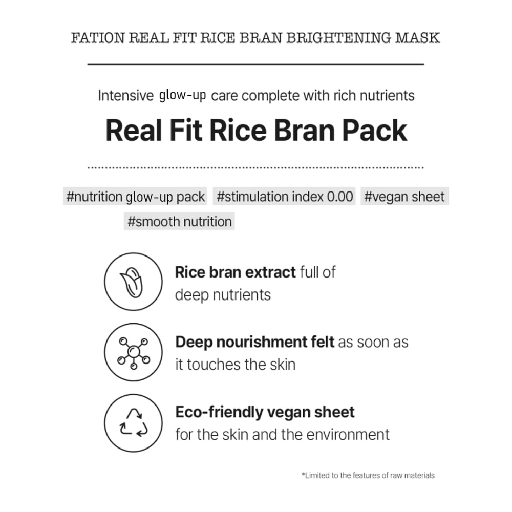 FATION Real Fit Rice Bran Brightening Mask Sheet