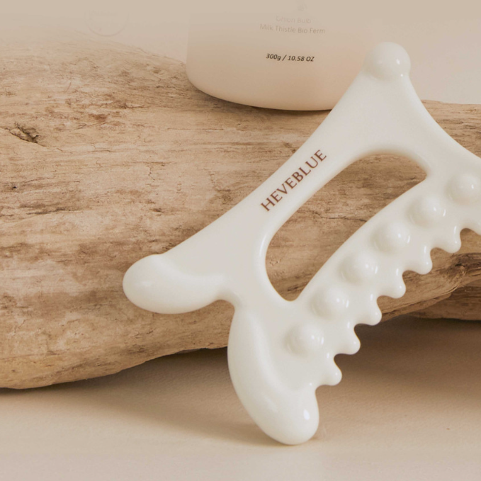 HEVEBLUE Natural White Clay Homecare Relaxing Gua Sha