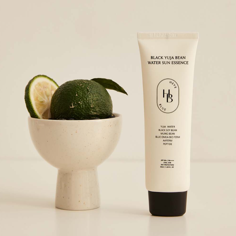 HEVEBLUE Black Yuja Bean Water Sun Essence SPF 50+ PA++++